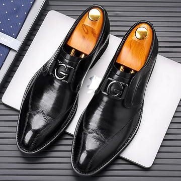 Xajzpa Men's casual shoes fashion brand classic casual men's PU leather shoes black hot selling breathable business men's shoes